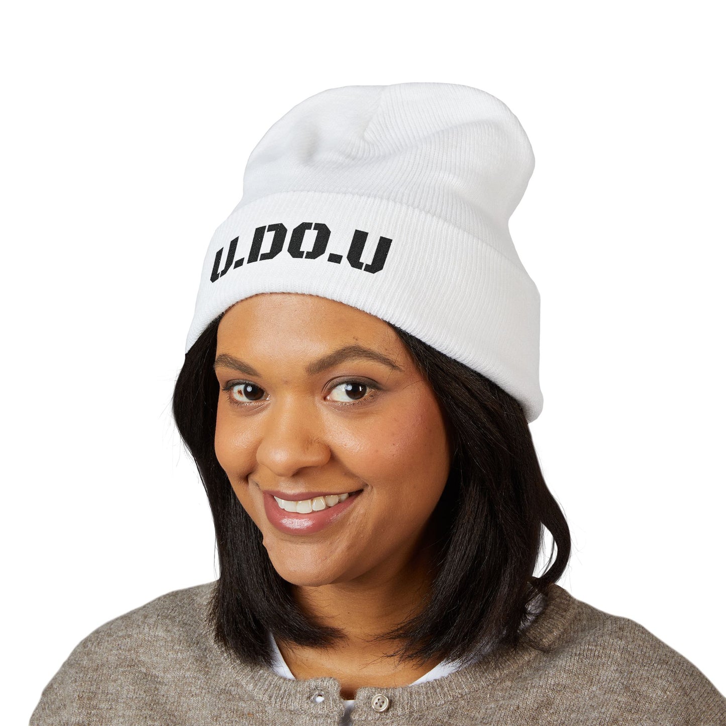 Classic Cuffed Beanie with U.D.O.U. Embroidery - Stylish Winter Hat, Trendy Beanie, Gift for Him/Her, Casual Wear, Outdoor Accessory