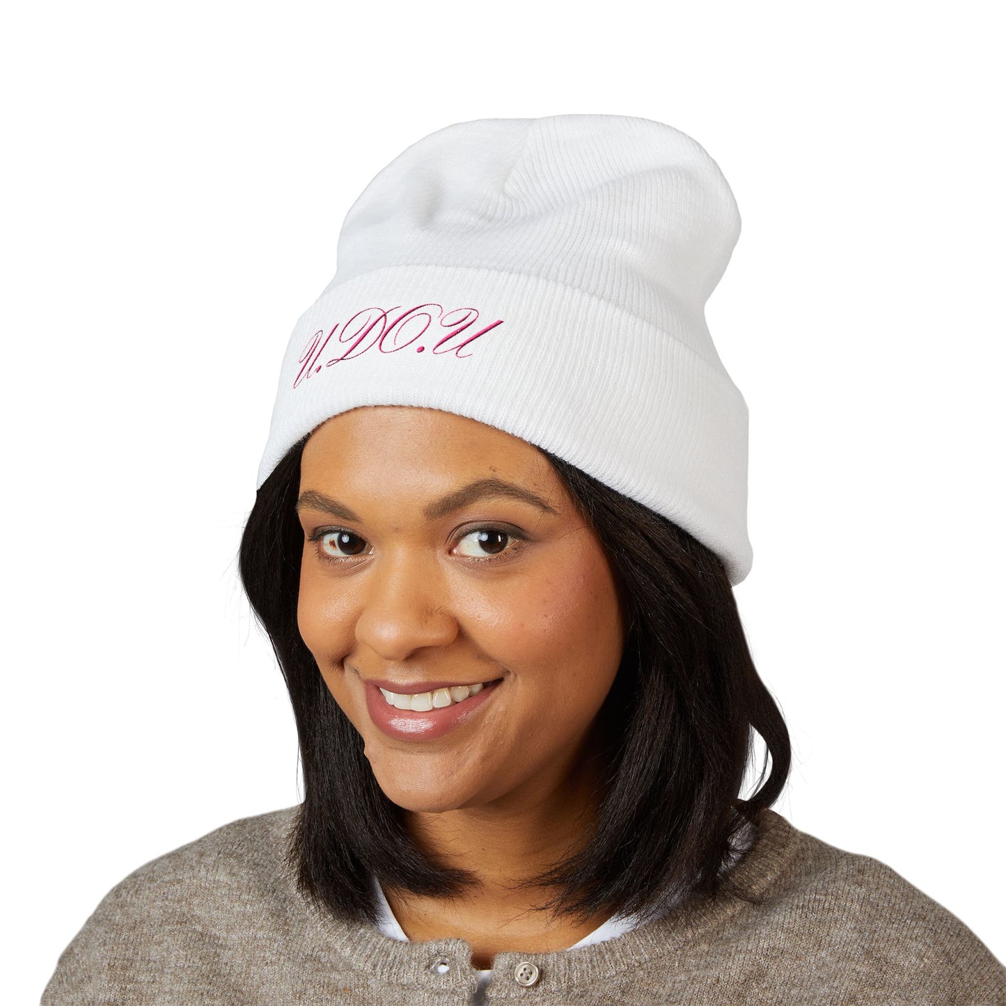 Cozy Embroidered Cuffed Beanie - Winter Hat, Gift for Her, Personalized Knit Cap, Stylish Warm Beanie, U.D.U. Design