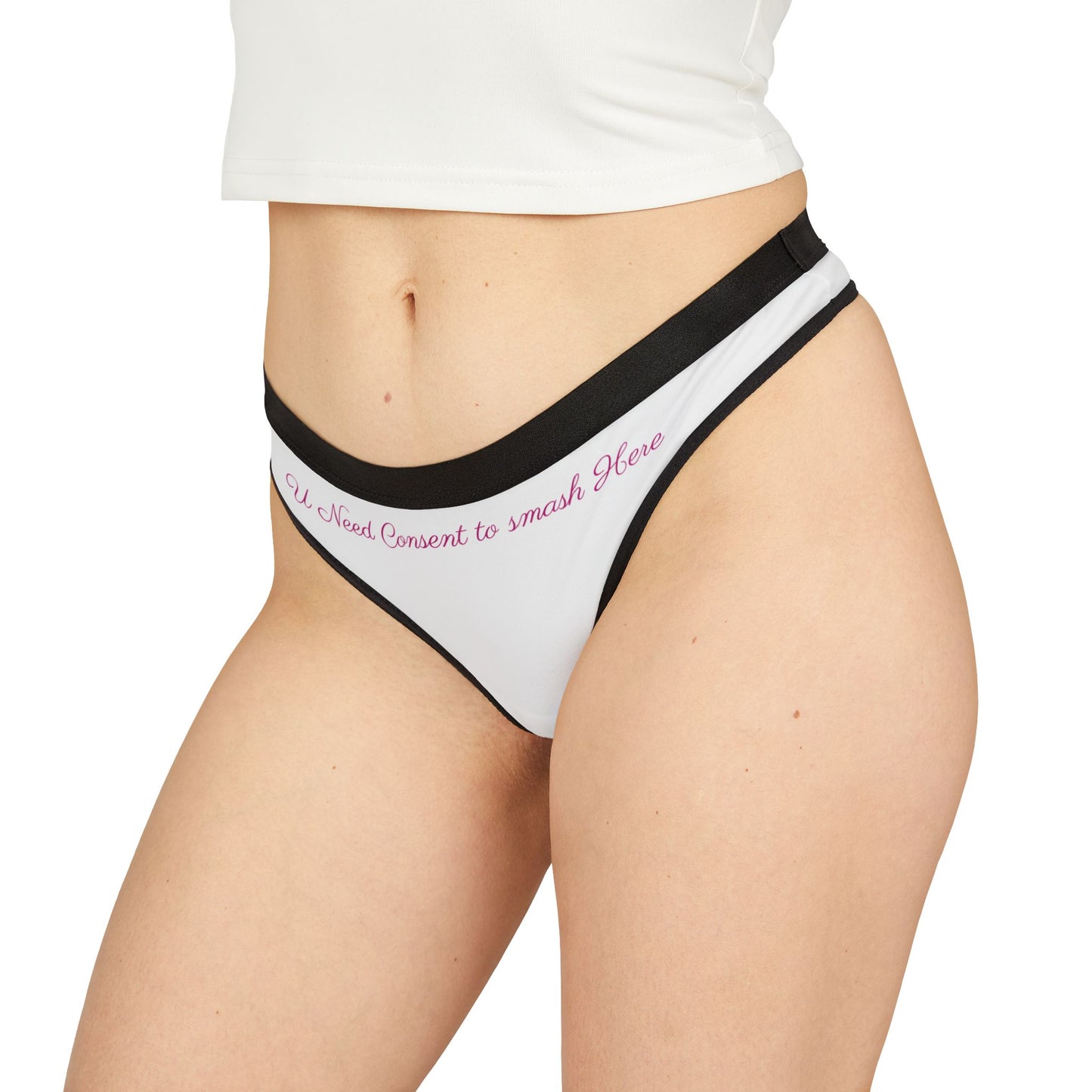 Consent Message Women's Thongs, AOP Undergarments, Feminist Intimates, Gifts for Her, Empowerment Lingerie
