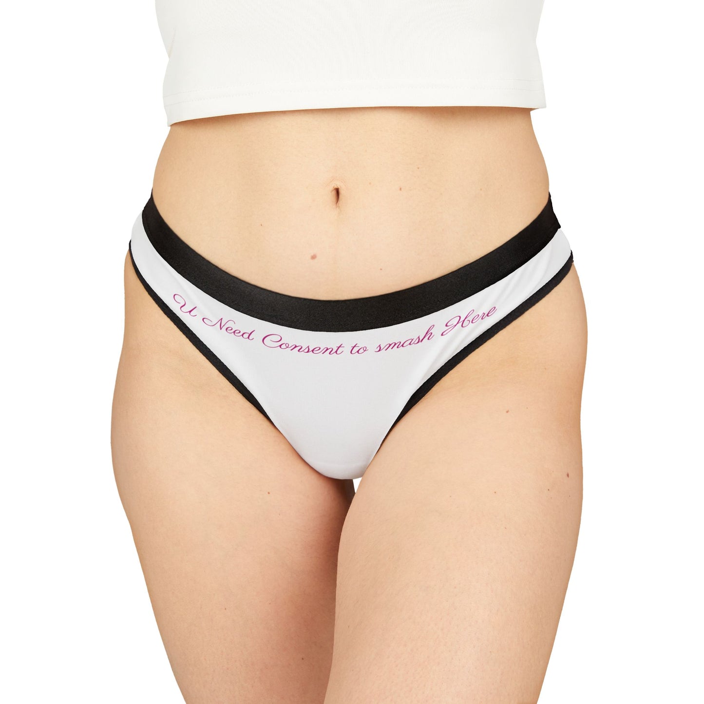 Consent Message Women's Thongs, AOP Undergarments, Feminist Intimates, Gifts for Her, Empowerment Lingerie